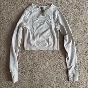 Women's White Cropped Gymshark Long-Sleeve Sweatshirt